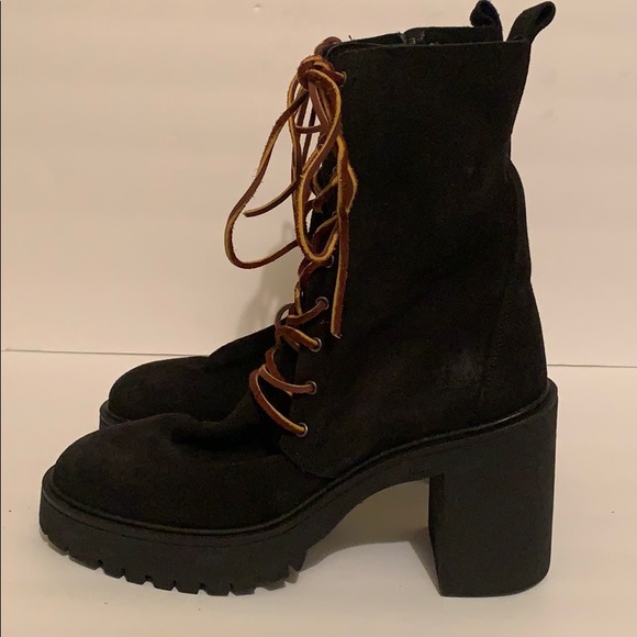 Free People Dylan Lace Up Boot in Black - Picture 7 of 12